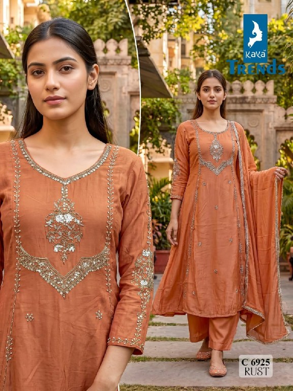 KAYA D.NO 6925 WHOLESALE READYMADE MULL CHANDERI HAND WORK BIG SIZE A LINE GHERA STYLE 3 PCS COMBO SET SUITS SUPPLIER