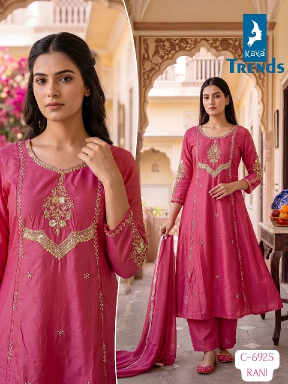 KAYA D.NO 6925 WHOLESALE READYMADE MULL CHANDERI HAND WORK BIG SIZE A LINE GHERA STYLE 3 PCS COMBO SET SUITS SUPPLIER
