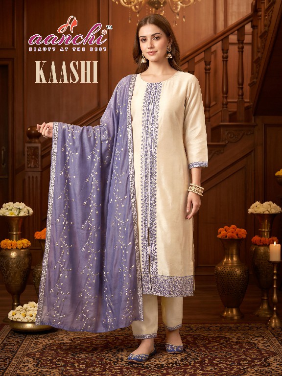 AANCHI KAASHI WHOLESALE READYMADE VICHITRA SILK UNIQUE STYLISH 3 PCS SUITS FOR EXPORT