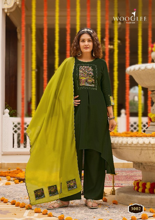WOOGLEE UTSAVI WHOLESALE READYMADE VISCOSE WEAVING ELEGANT LOOK 3 PCS SUITS SUPPLIER