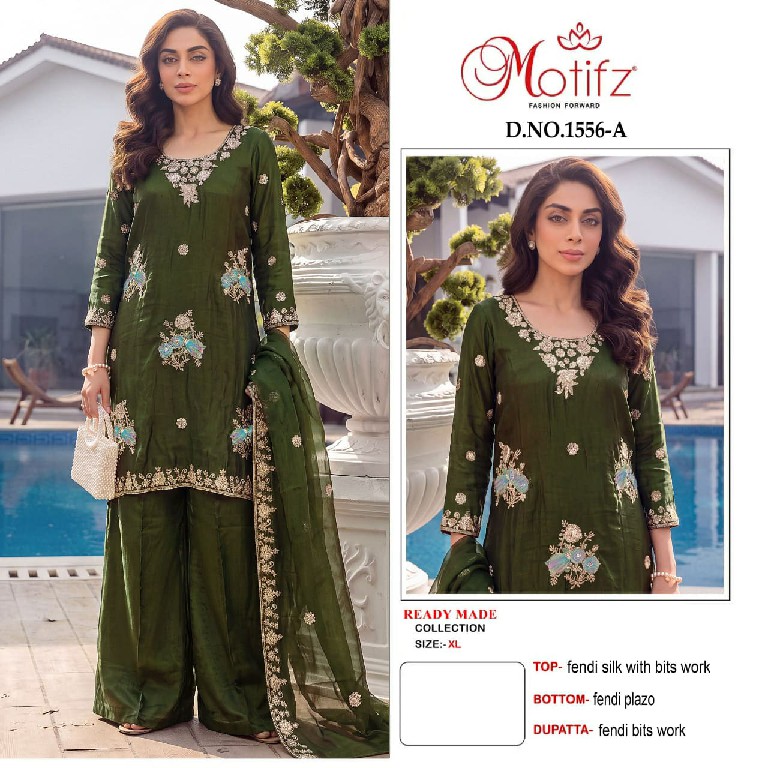 MOTIFZ D.NO 1556 WHOLESALE READYMADE FENDI WITH WORK ATTRACTIVE PAKISTANI 3 PCS SUITS FOR EXPORT