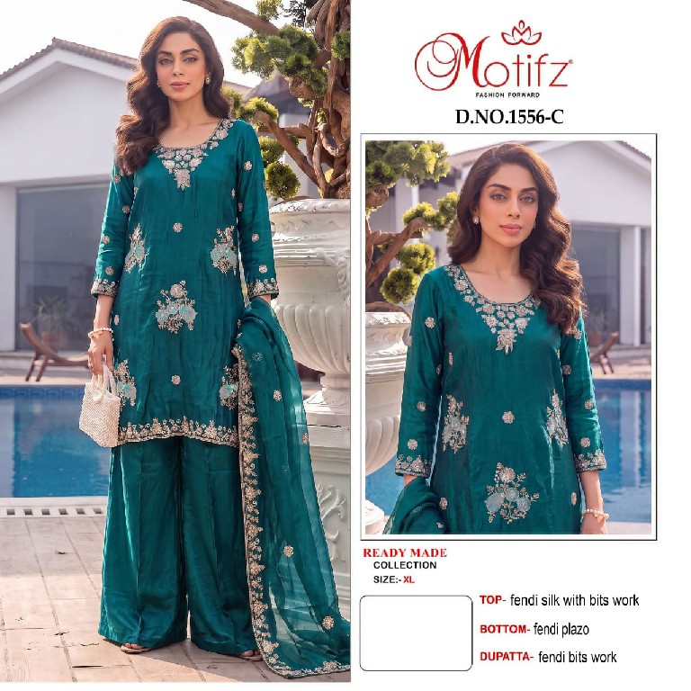 MOTIFZ D.NO 1556 WHOLESALE READYMADE FENDI WITH WORK ATTRACTIVE PAKISTANI 3 PCS SUITS FOR EXPORT