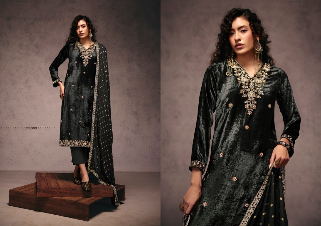 RANGATI PRINTS FALAK WHOLESALE PLUSH VELVET WINTER SPECIAL UNSTITCH SALWAR SUITS ONLINE