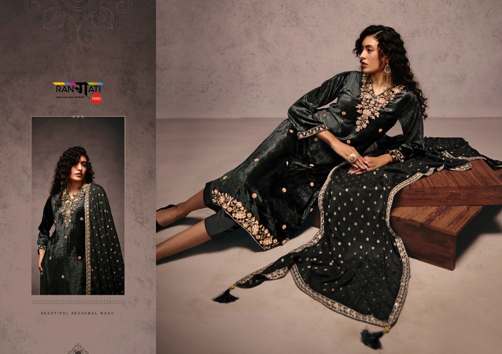 RANGATI PRINTS FALAK WHOLESALE PLUSH VELVET WINTER SPECIAL UNSTITCH SALWAR SUITS ONLINE