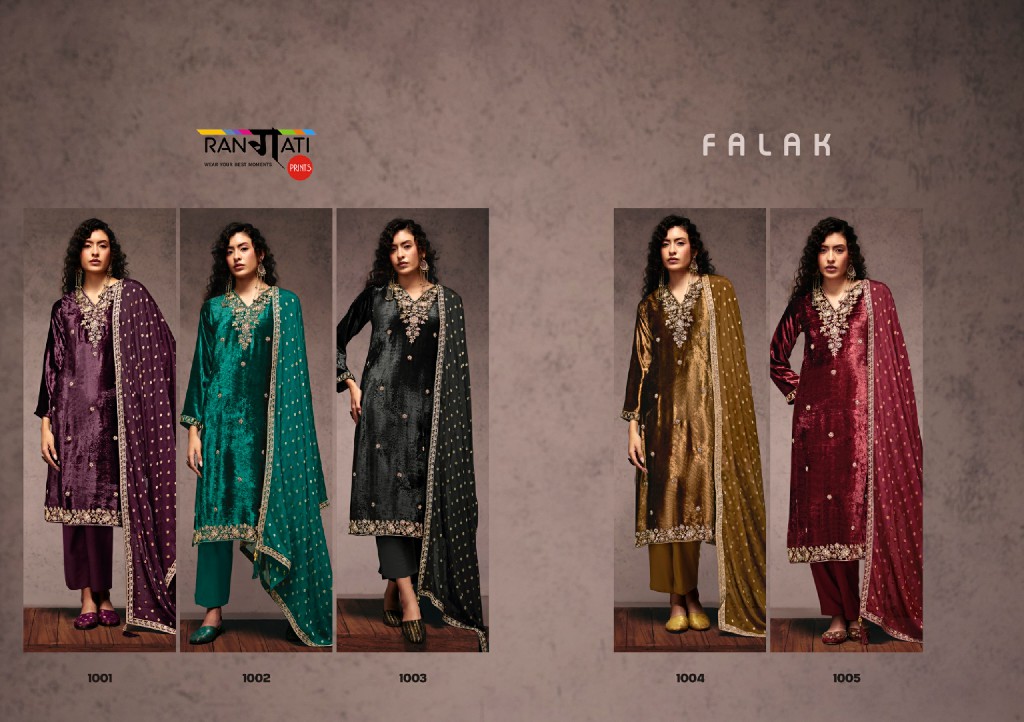 RANGATI PRINTS FALAK WHOLESALE PLUSH VELVET WINTER SPECIAL UNSTITCH SALWAR SUITS ONLINE