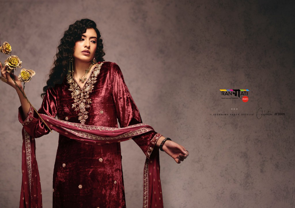 RANGATI PRINTS FALAK WHOLESALE PLUSH VELVET WINTER SPECIAL UNSTITCH SALWAR SUITS ONLINE