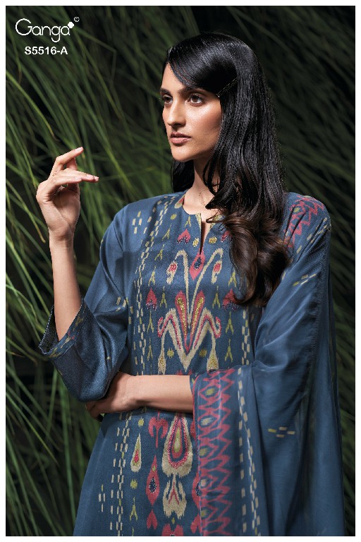 GANGA SHERIN S5516 WHOLESALE PREMIUM COTTON FANCY DESIGN UNSTITCH SALWAR SUITS EXPORTER