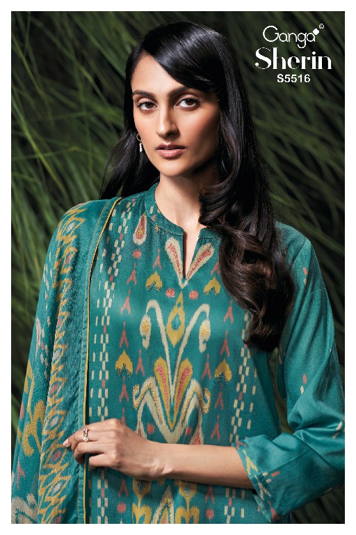 GANGA SHERIN S5516 WHOLESALE PREMIUM COTTON FANCY DESIGN UNSTITCH SALWAR SUITS EXPORTER