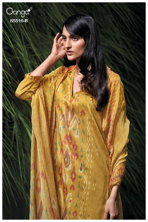 GANGA SHERIN S5516 WHOLESALE PREMIUM COTTON FANCY DESIGN UNSTITCH SALWAR SUITS EXPORTER