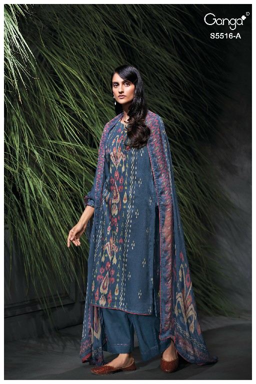 GANGA SHERIN S5516 WHOLESALE PREMIUM COTTON FANCY DESIGN UNSTITCH SALWAR SUITS EXPORTER