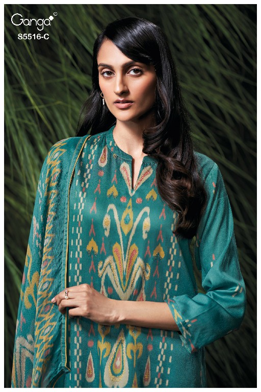 GANGA SHERIN S5516 WHOLESALE PREMIUM COTTON FANCY DESIGN UNSTITCH SALWAR SUITS EXPORTER
