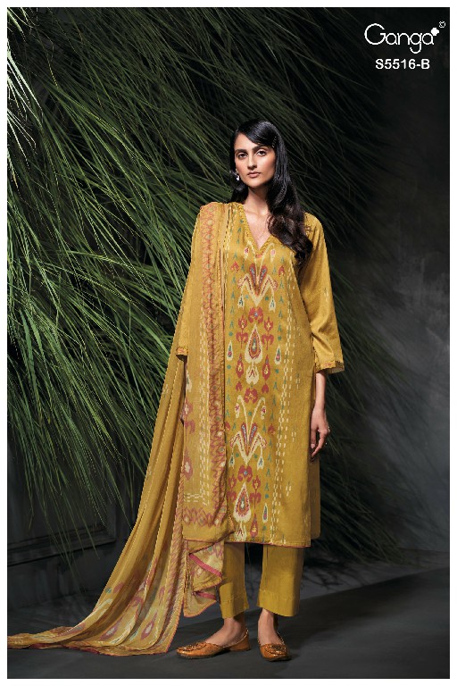 GANGA SHERIN S5516 WHOLESALE PREMIUM COTTON FANCY DESIGN UNSTITCH SALWAR SUITS EXPORTER