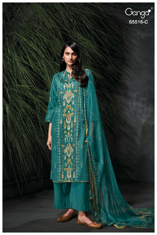 GANGA SHERIN S5516 WHOLESALE PREMIUM COTTON FANCY DESIGN UNSTITCH SALWAR SUITS EXPORTER