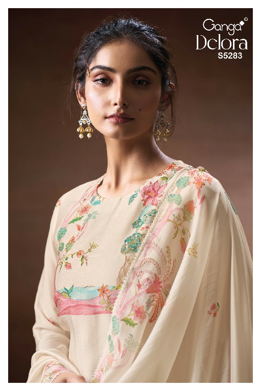 GANGA DELORA S5283 WHOLESALE PURE BEMBERG SILK CLASSIC UNSTITCH SALWAR SUITS SUPPLIER