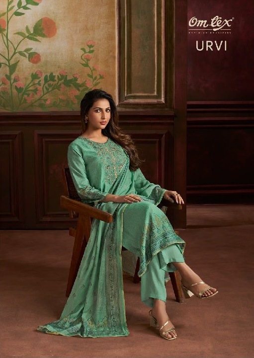 OMTEX URVI WHOLESALE RUSSIAN SILK AMAZING UNSTITCH SALWAR SUITS FOR EXPORT
