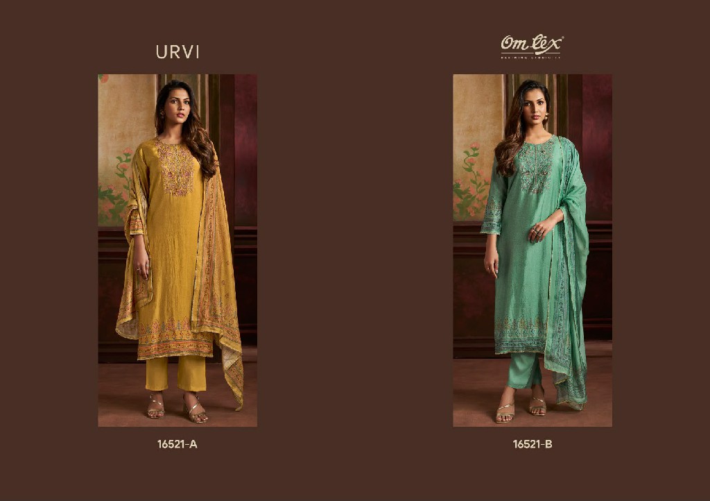 OMTEX URVI WHOLESALE RUSSIAN SILK AMAZING UNSTITCH SALWAR SUITS FOR EXPORT