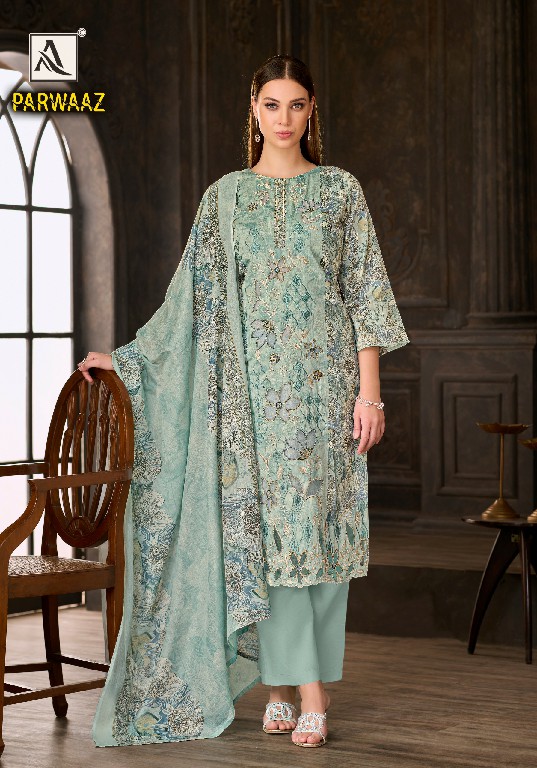 ALOK SUIT PARWAAZ WHOLESALE ZAM COTTON WITH SWAROVSKI WORK UNSTITCH SALWAR SUITS SUPPLIER