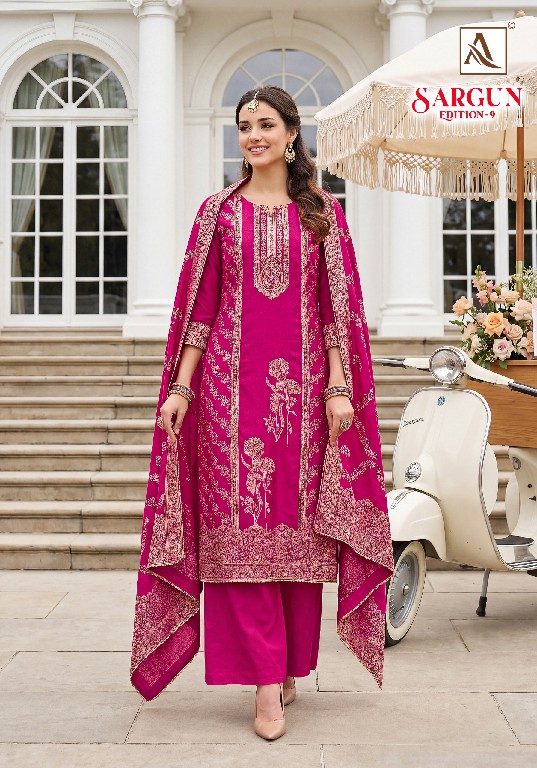 ALOK SUIT SARGUN VOL 9 WHOLESALE VISCISE MUSLIN DESIGNER CONCEPT UNSTITCH SALWAR SUITS FOR EXPORT
