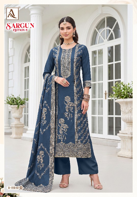 ALOK SUIT SARGUN VOL 9 WHOLESALE VISCISE MUSLIN DESIGNER CONCEPT UNSTITCH SALWAR SUITS FOR EXPORT