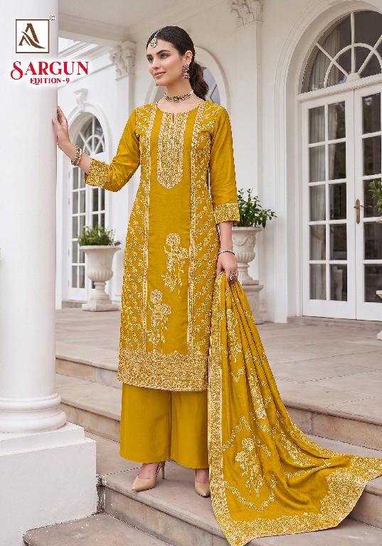 ALOK SUIT SARGUN VOL 9 WHOLESALE VISCISE MUSLIN DESIGNER CONCEPT UNSTITCH SALWAR SUITS FOR EXPORT