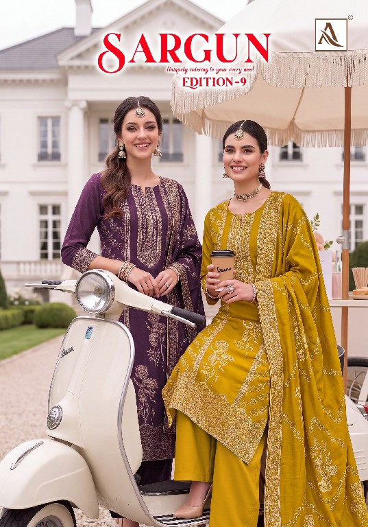 ALOK SUIT SARGUN VOL 9 WHOLESALE VISCISE MUSLIN DESIGNER CONCEPT UNSTITCH SALWAR SUITS FOR EXPORT