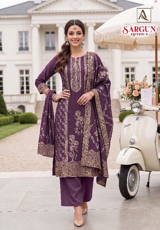 ALOK SUIT SARGUN VOL 9 WHOLESALE VISCISE MUSLIN DESIGNER CONCEPT UNSTITCH SALWAR SUITS FOR EXPORT