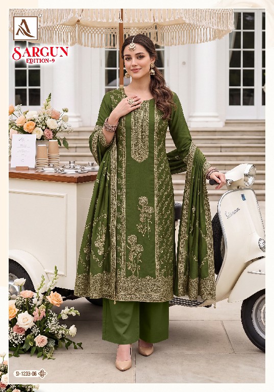 ALOK SUIT SARGUN VOL 9 WHOLESALE VISCISE MUSLIN DESIGNER CONCEPT UNSTITCH SALWAR SUITS FOR EXPORT