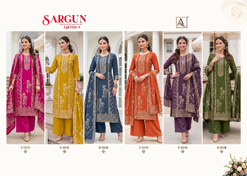 ALOK SUIT SARGUN VOL 9 WHOLESALE VISCISE MUSLIN DESIGNER CONCEPT UNSTITCH SALWAR SUITS FOR EXPORT