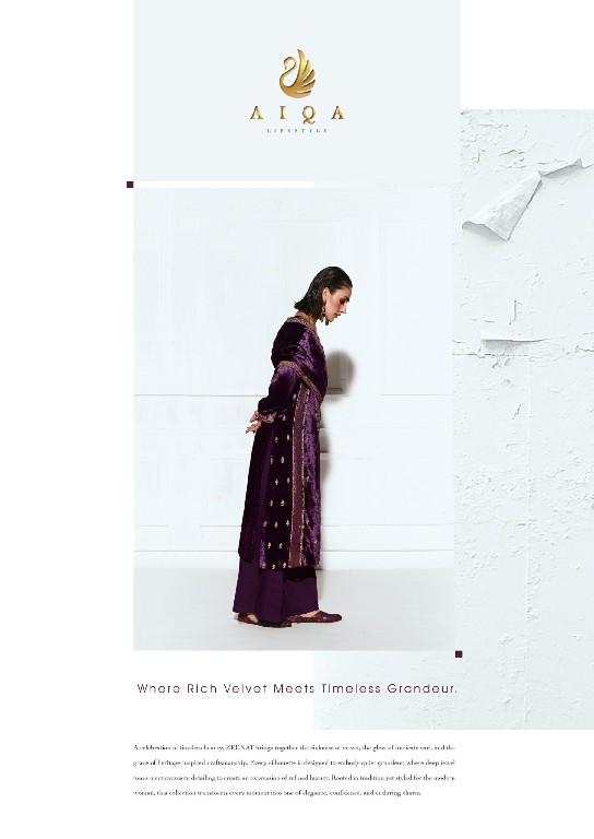 AIQA RUBAAB WHOLESALE VISCOSE VELVET WINTER WEAR ELEGANT UNSTITCH SALWAR SUITS ONLINE