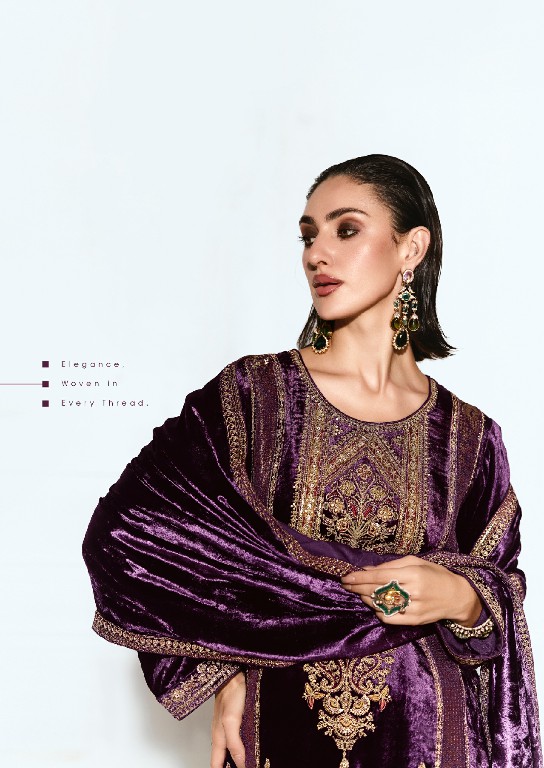 AIQA RUBAAB WHOLESALE VISCOSE VELVET WINTER WEAR ELEGANT UNSTITCH SALWAR SUITS ONLINE