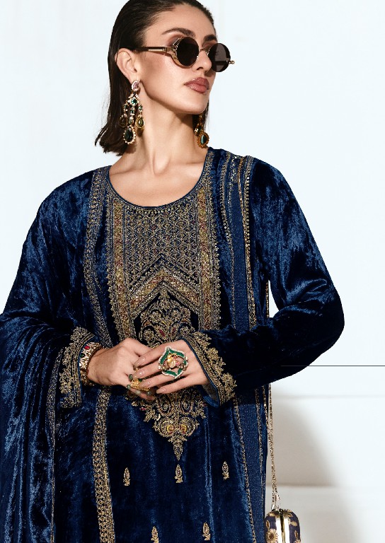 AIQA RUBAAB WHOLESALE VISCOSE VELVET WINTER WEAR ELEGANT UNSTITCH SALWAR SUITS ONLINE