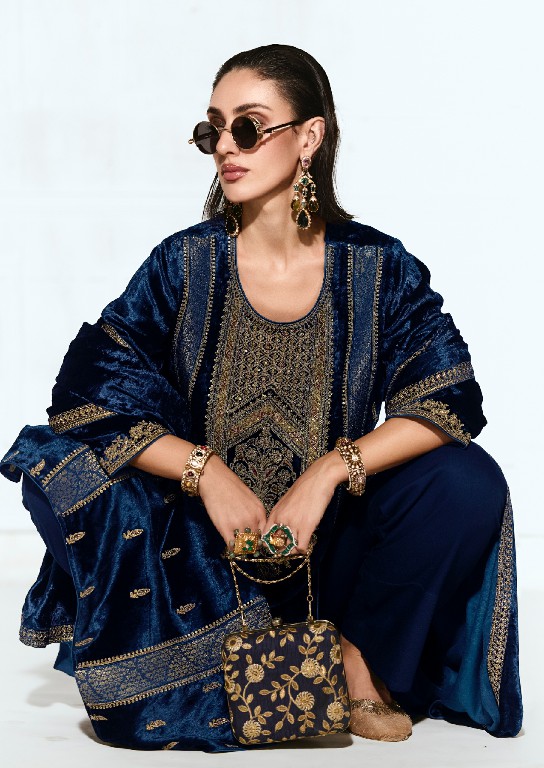AIQA RUBAAB WHOLESALE VISCOSE VELVET WINTER WEAR ELEGANT UNSTITCH SALWAR SUITS ONLINE