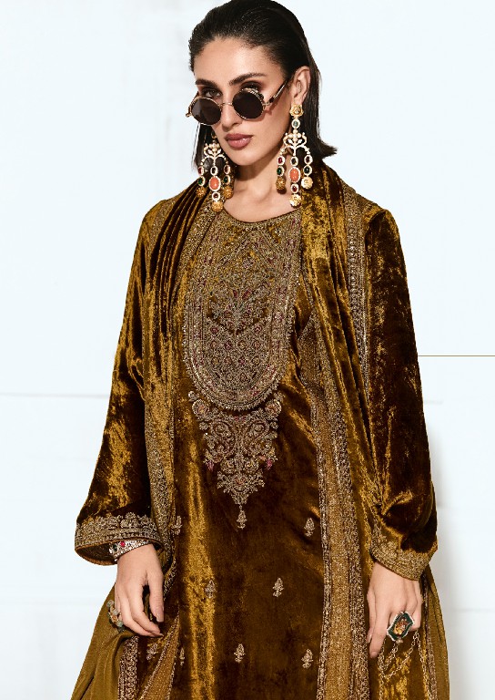 AIQA RUBAAB WHOLESALE VISCOSE VELVET WINTER WEAR ELEGANT UNSTITCH SALWAR SUITS ONLINE