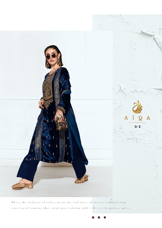 AIQA RUBAAB WHOLESALE VISCOSE VELVET WINTER WEAR ELEGANT UNSTITCH SALWAR SUITS ONLINE