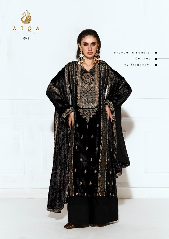 AIQA RUBAAB WHOLESALE VISCOSE VELVET WINTER WEAR ELEGANT UNSTITCH SALWAR SUITS ONLINE