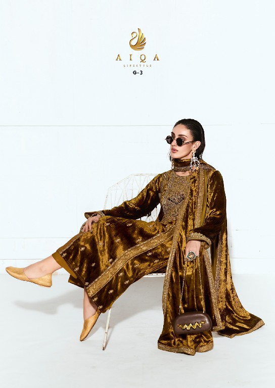 AIQA RUBAAB WHOLESALE VISCOSE VELVET WINTER WEAR ELEGANT UNSTITCH SALWAR SUITS ONLINE