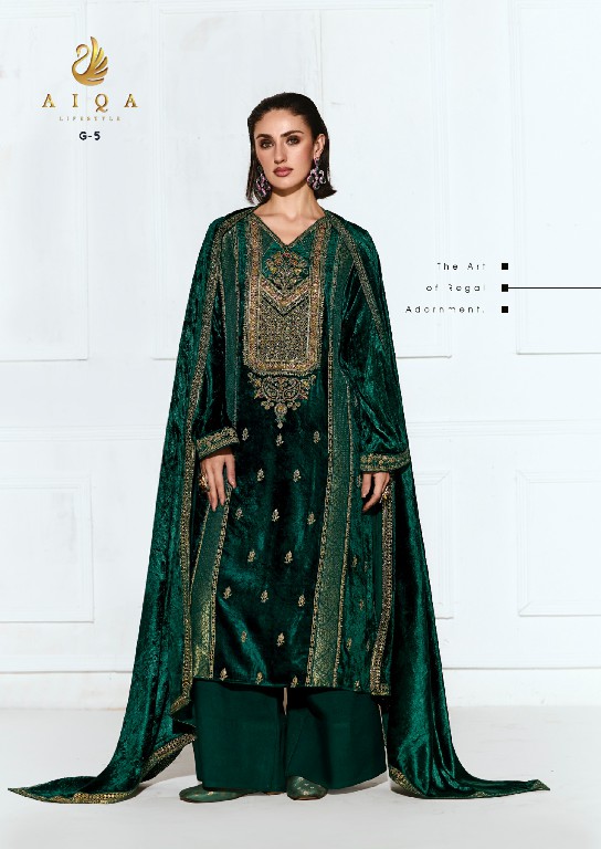 AIQA RUBAAB WHOLESALE VISCOSE VELVET WINTER WEAR ELEGANT UNSTITCH SALWAR SUITS ONLINE