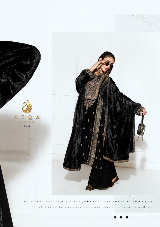 AIQA RUBAAB WHOLESALE VISCOSE VELVET WINTER WEAR ELEGANT UNSTITCH SALWAR SUITS ONLINE