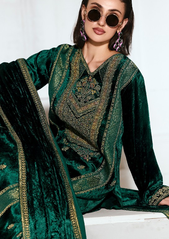AIQA RUBAAB WHOLESALE VISCOSE VELVET WINTER WEAR ELEGANT UNSTITCH SALWAR SUITS ONLINE