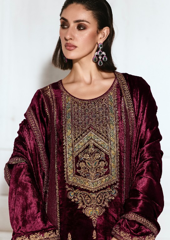 AIQA RUBAAB WHOLESALE VISCOSE VELVET WINTER WEAR ELEGANT UNSTITCH SALWAR SUITS ONLINE