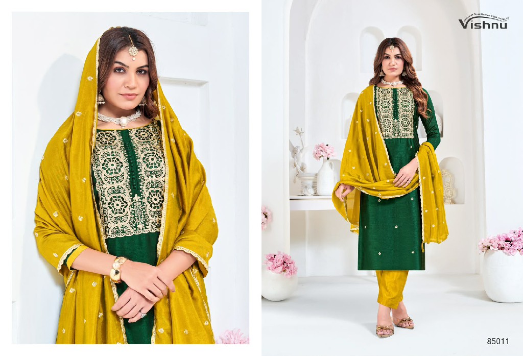 VISHNU MUNIRA WHOLESALE VICHITRA SILK BEAUTIFUL DESIGN UNSTITCH SALWAR SUITS EXPORTER