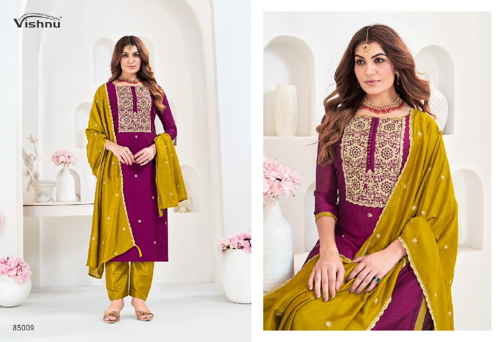 VISHNU MUNIRA WHOLESALE VICHITRA SILK BEAUTIFUL DESIGN UNSTITCH SALWAR SUITS EXPORTER