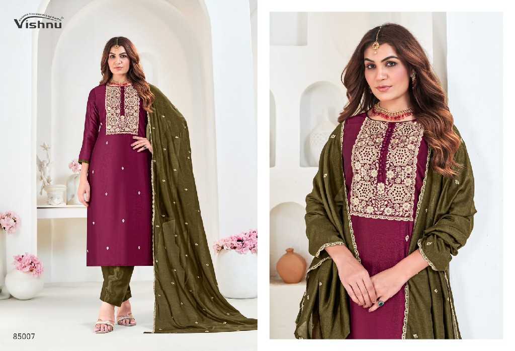 VISHNU MUNIRA WHOLESALE VICHITRA SILK BEAUTIFUL DESIGN UNSTITCH SALWAR SUITS EXPORTER