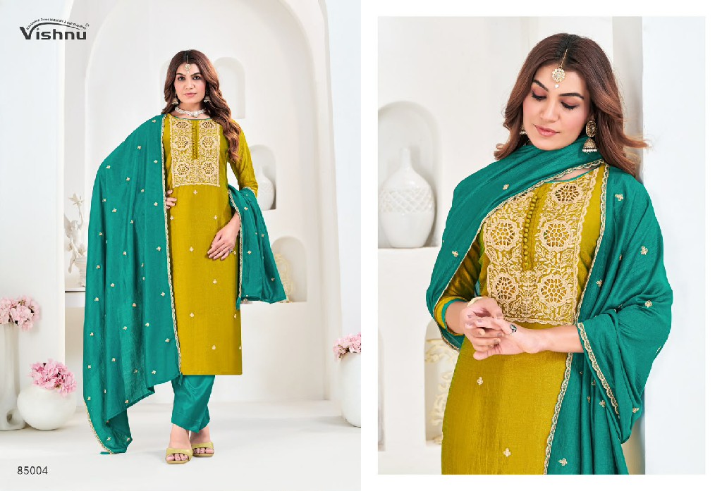 VISHNU MUNIRA WHOLESALE VICHITRA SILK BEAUTIFUL DESIGN UNSTITCH SALWAR SUITS EXPORTER