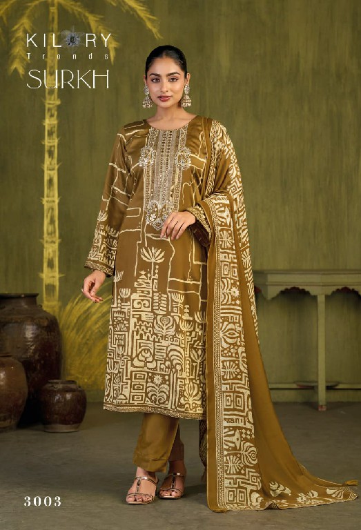 KILORY TRENDS SURKH WHOLESALE PURE GAJJI SILK FESTIVE LOOK UNSTITCH SALWAR SUITS SUPPLIER