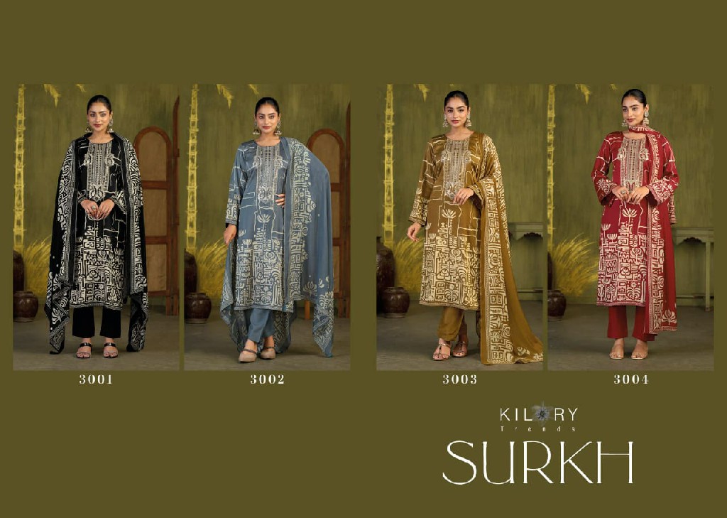 KILORY TRENDS SURKH WHOLESALE PURE GAJJI SILK FESTIVE LOOK UNSTITCH SALWAR SUITS SUPPLIER