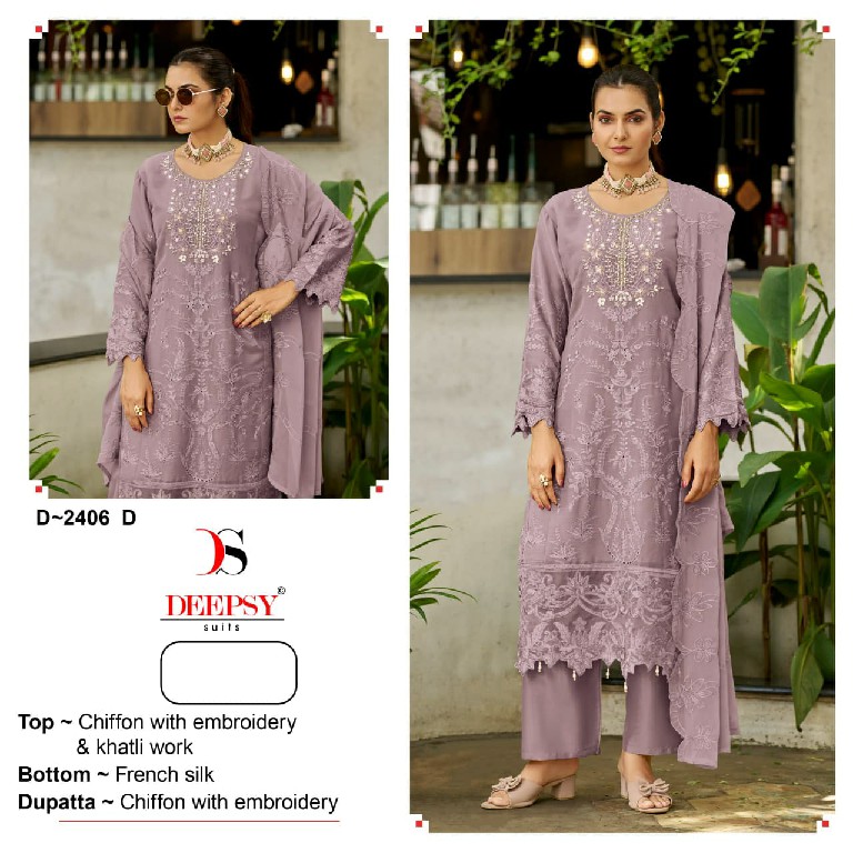 DEEPSY D.NO 2406 WHOLESALE CHIFFON PAKISTANI ELEGANT UNSTITCH SALWAR SUITS FOR EXPORT