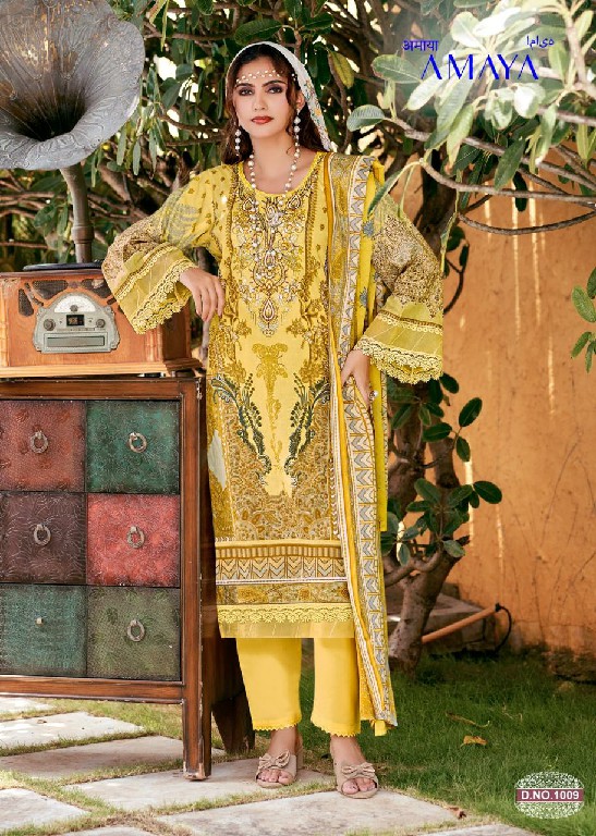 GANESHA AMAYA VOL 1 WHOLESALE COTTON KARACHI STYLE WITH NECK WORK UNSTITCH SALWAR SUITS EXPORTER