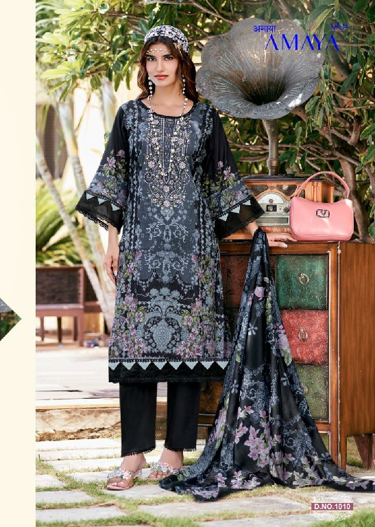 GANESHA AMAYA VOL 1 WHOLESALE COTTON KARACHI STYLE WITH NECK WORK UNSTITCH SALWAR SUITS EXPORTER
