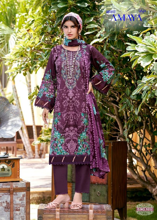 GANESHA AMAYA VOL 1 WHOLESALE COTTON KARACHI STYLE WITH NECK WORK UNSTITCH SALWAR SUITS EXPORTER